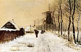 Wood Canvas Paintings - Wood Gatherers On A Country Lane In Winter